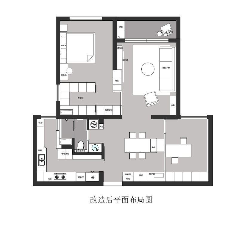 浦东新区95平简约风格二房装修效果图
