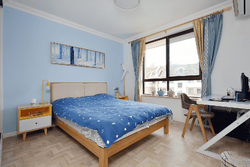 闵行区水语人家102平简欧风格复式卧室装修效果图