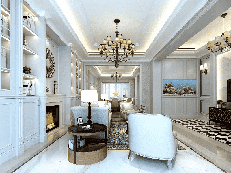 嘉定区龙湖郦城369平美式风格别墅客厅装修效果图