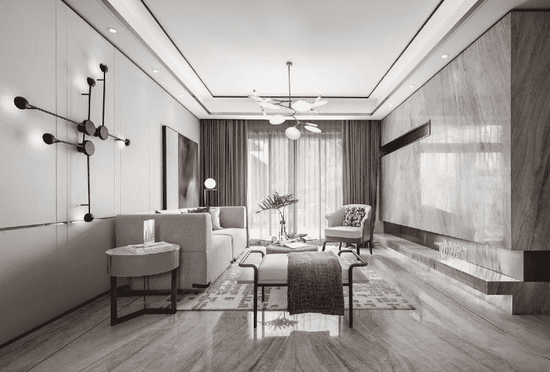 静安区155平简约风格复式客厅装修效果图