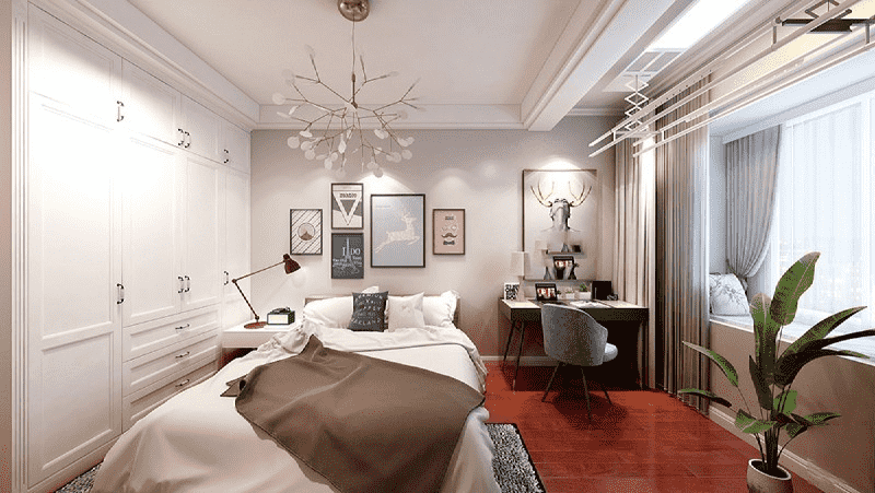 杨浦区90平Art Deco风格二房卧室装修效果图