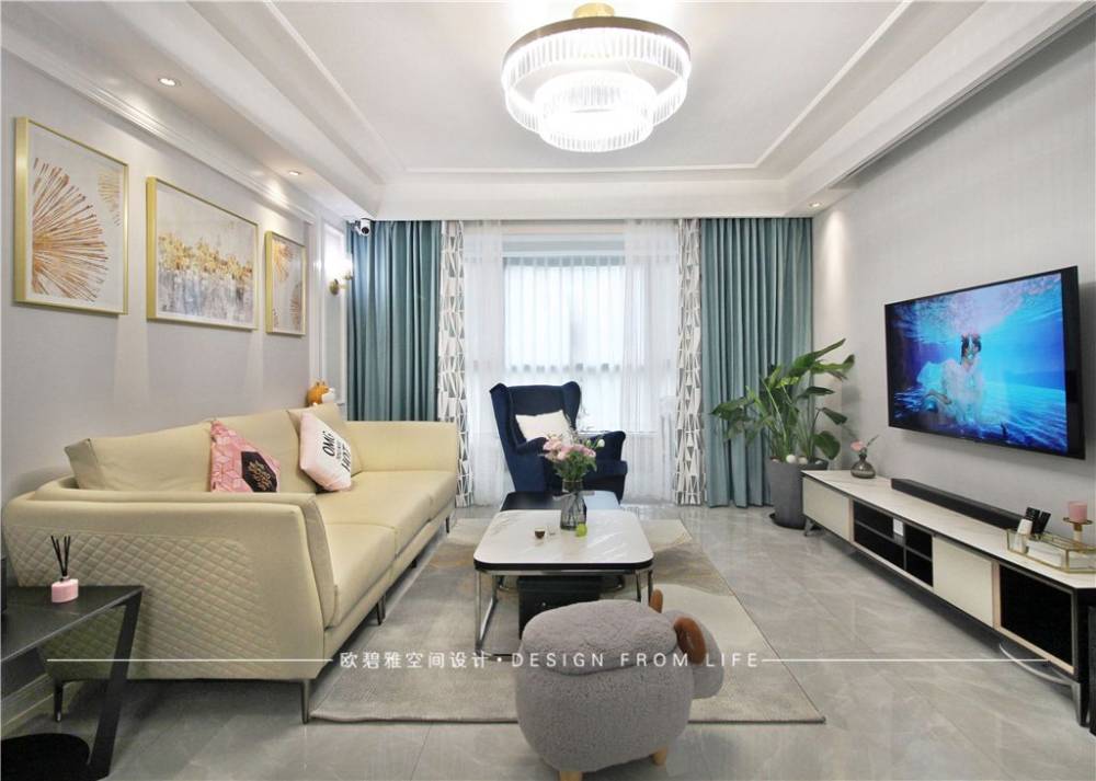 闵行区上海康城140平美式风格三室户装修效果图