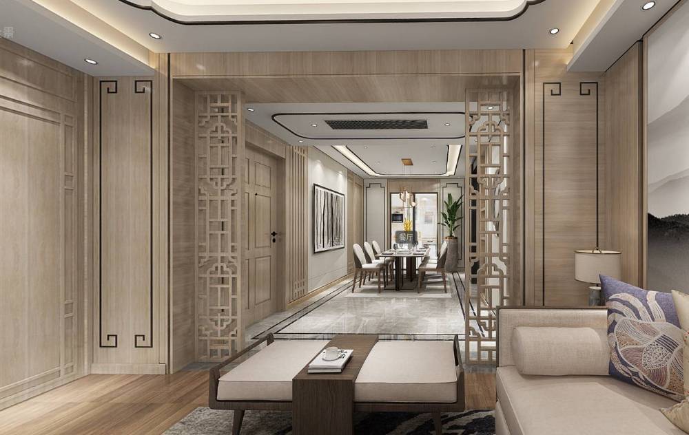 浦东新区绿地东上海130平中式风格三室户装修效果图