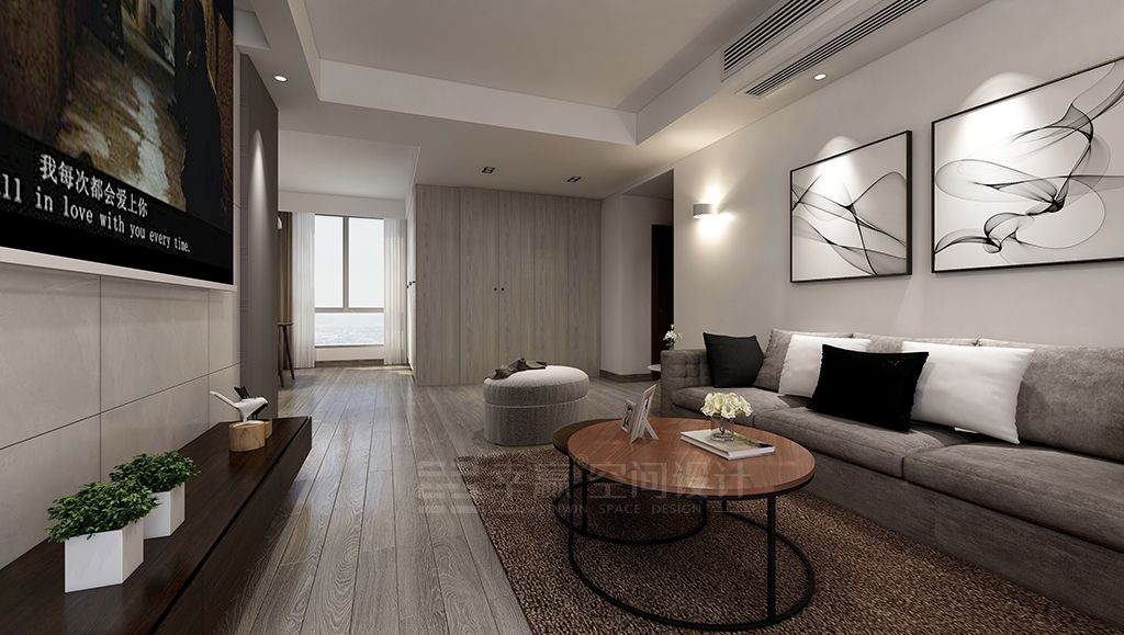 闵行区紫欣公寓153平现代简约风格三室户装修效果图