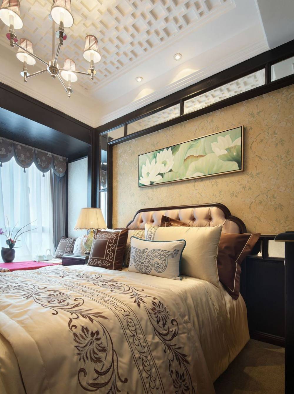 宝山区中环国际公寓125平中式风格三室户装修效果图