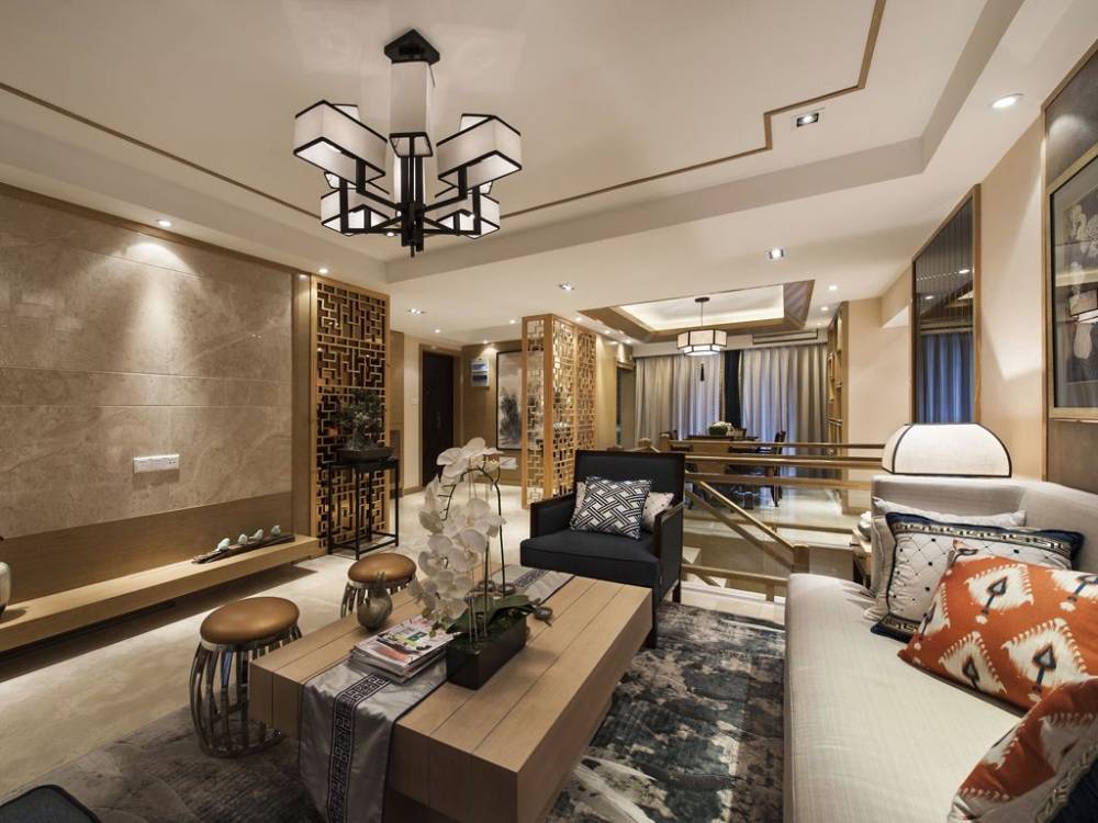 宝山区恒盛豪庭105平中式风格三室户装修效果图