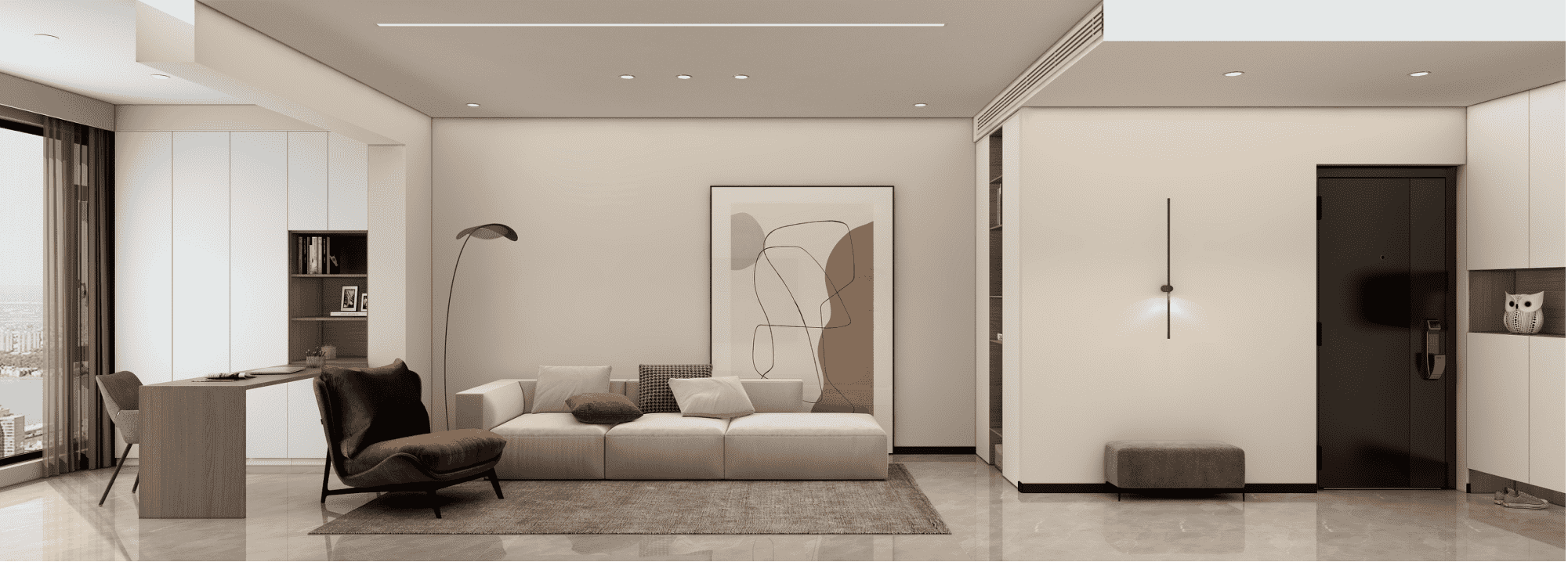 浦东联洋年华园104平现代简约风格三室户装修效果图