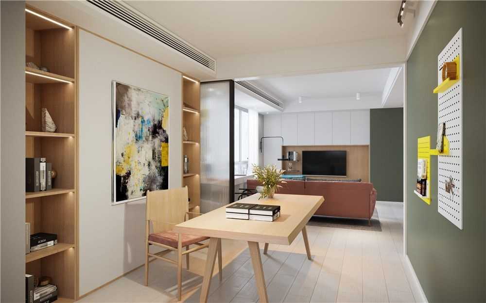 杨浦区双阳公寓89平现代简约风格两室户装修效果图