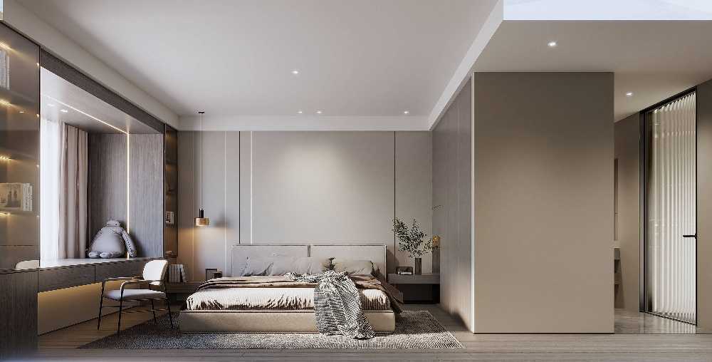 浦东浦江公寓140平现代简约风格三室户装修效果图