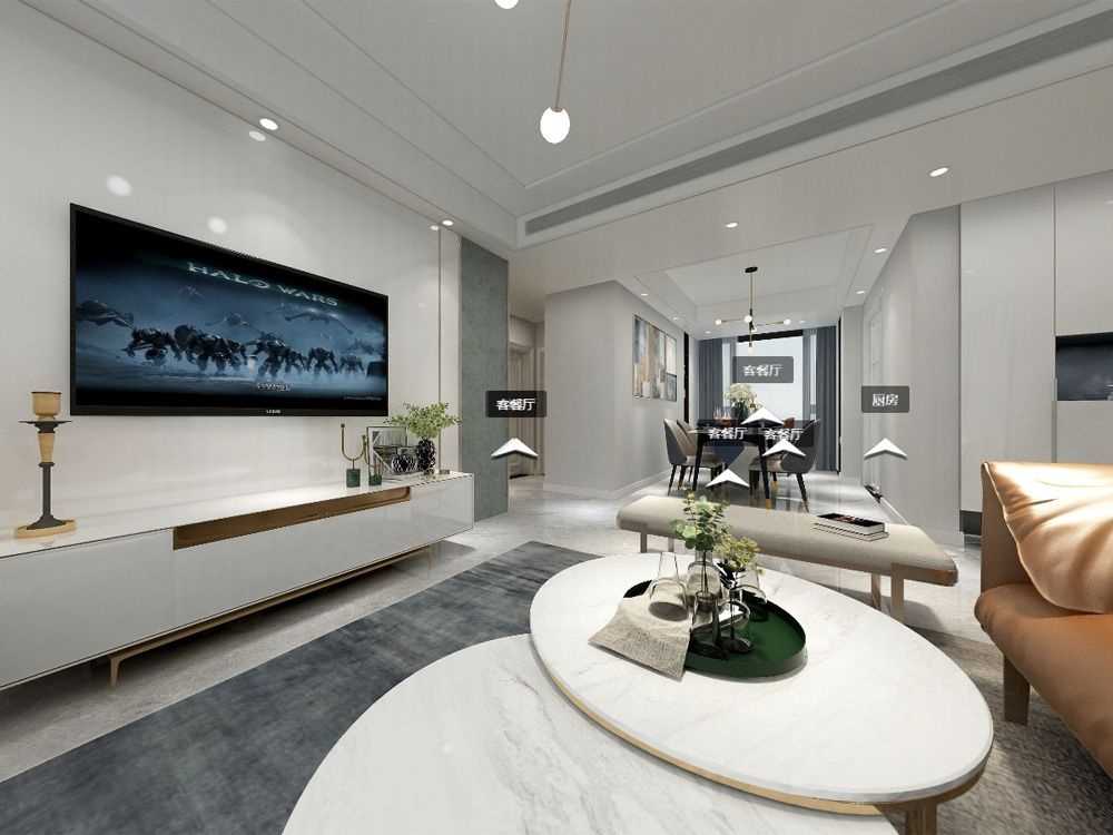 宝山区中环国际公寓125平现代简约风格三室户装修效果图