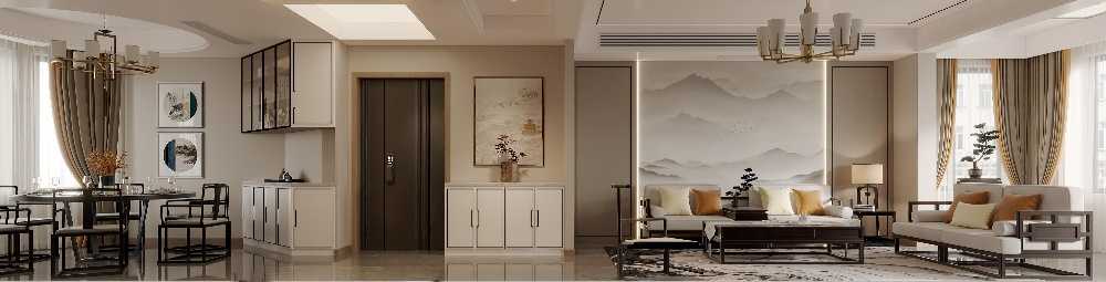 浦东绿地东上海160平中式风格四室户装修效果图