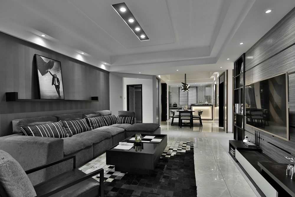 杨浦区合生江湾国际公寓121平现代简约风格四室户装修效果图