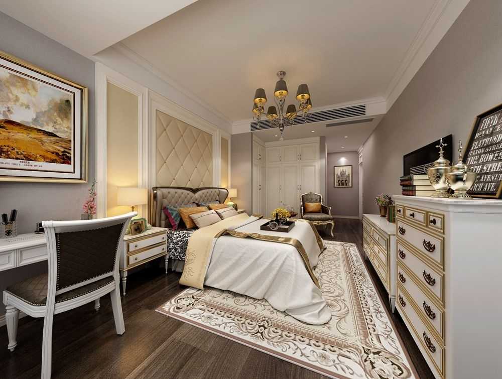 宝山区中环国际公寓140平美式风格三室户装修效果图