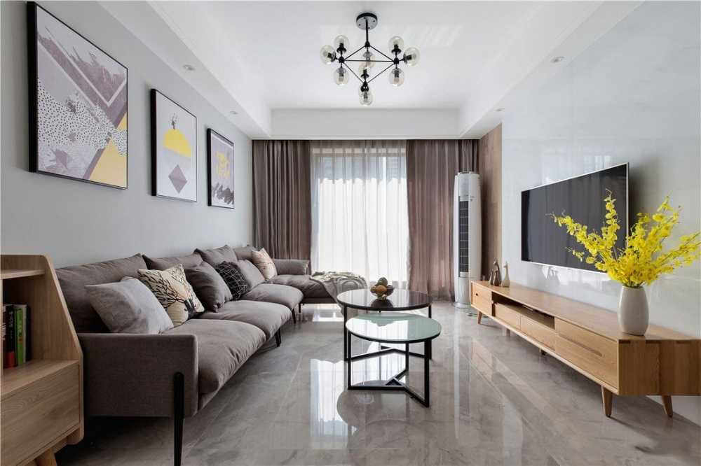 宝山区新月时代家园120平北欧风格三室户装修效果图