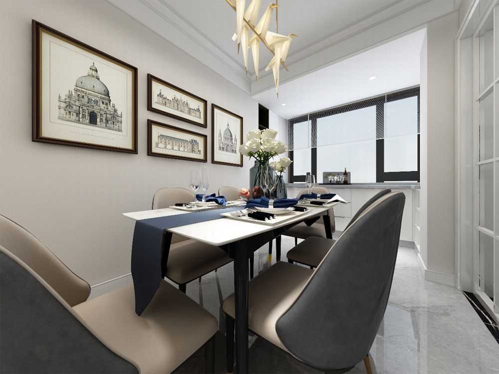 宝山区中环国际公寓125平美式风格三室户装修效果图