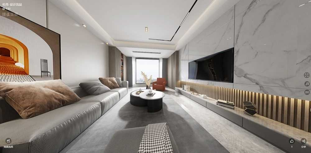 宝山区中环国际148平现代简约风格三室户装修效果图