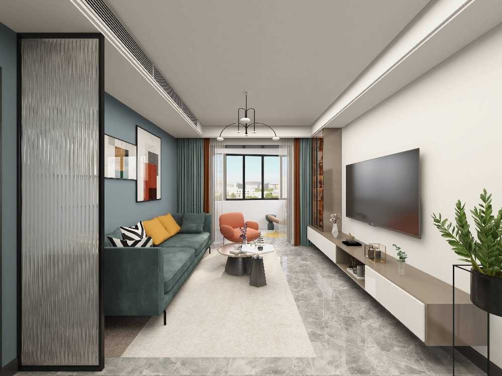 闵行区莲花公寓90平现代简约风格两室户装修效果图