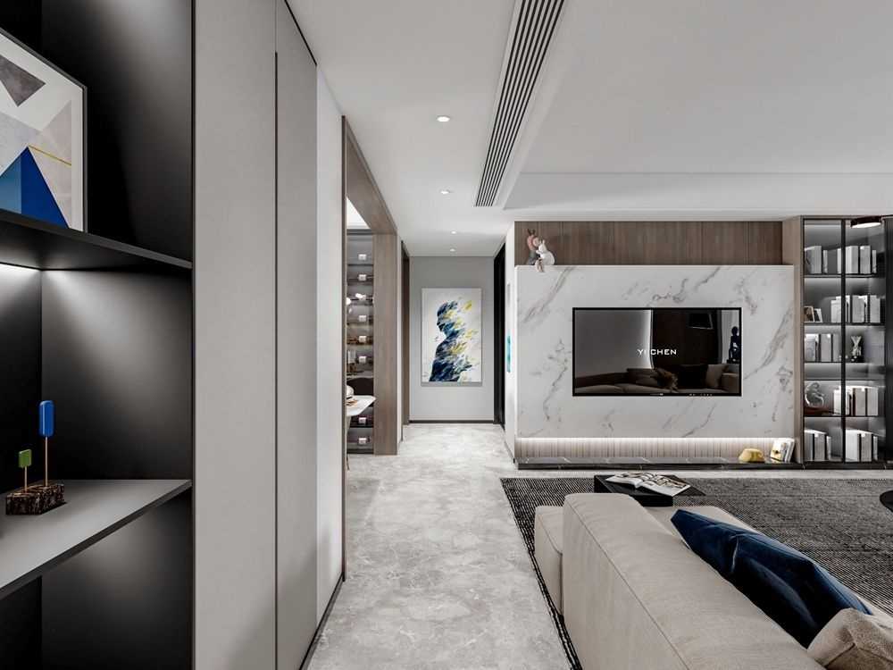 宝山区共康公寓140平现代简约风格三室户装修效果图
