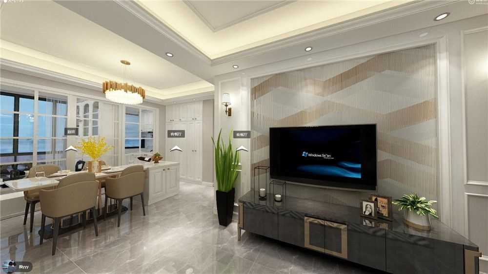 宝山区中环国际89平现代简约风格两室户装修效果图