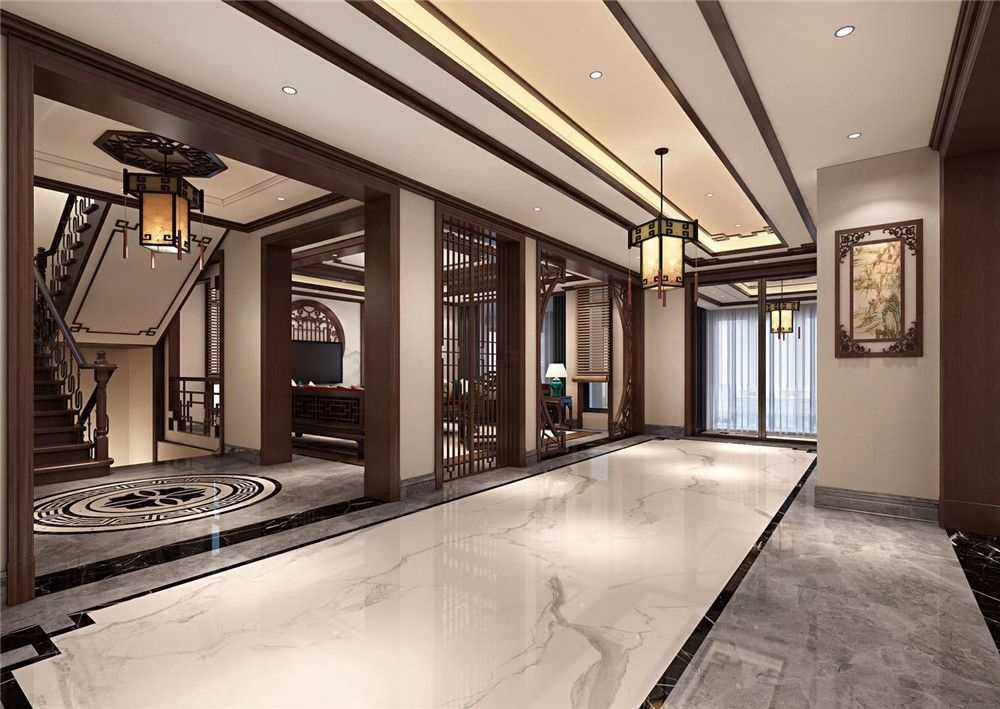 杨浦区中建大公馆360平中式风格别墅装修效果图