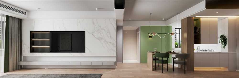 绿翡翠家园100平现代简约风格两室户装修效果图