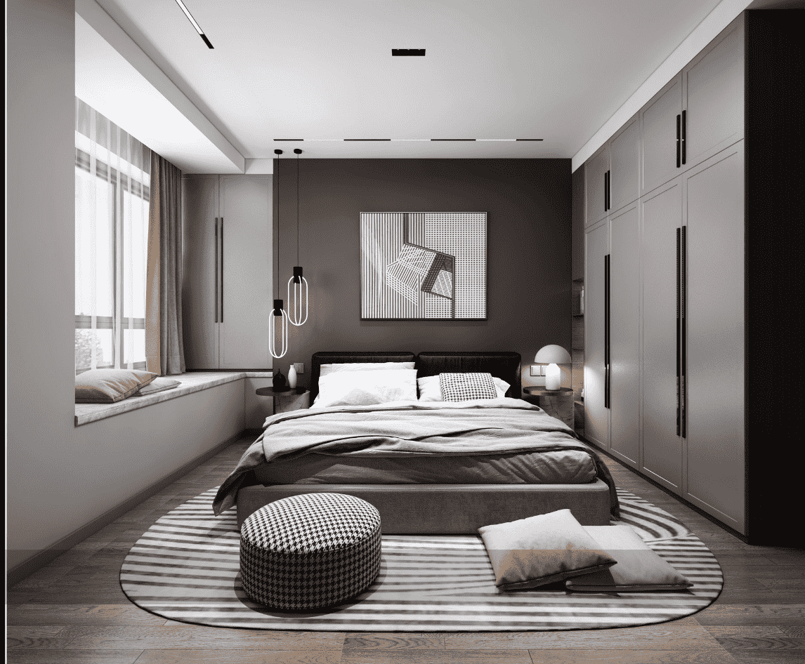 松江区金地自在城150平轻奢风格三室户装修效果图