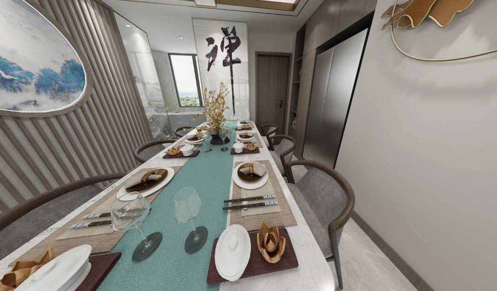 松江区御上海100平中式风格三室户装修效果图