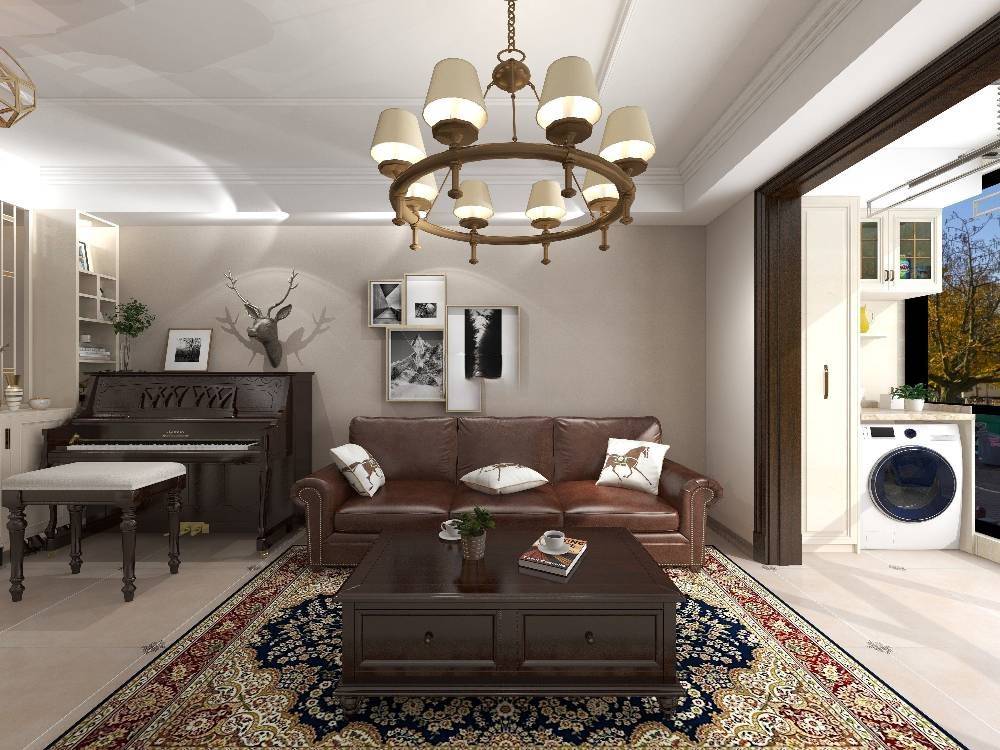 杨浦区合生江湾国际公寓139平米平美式风格三室户装修效果图