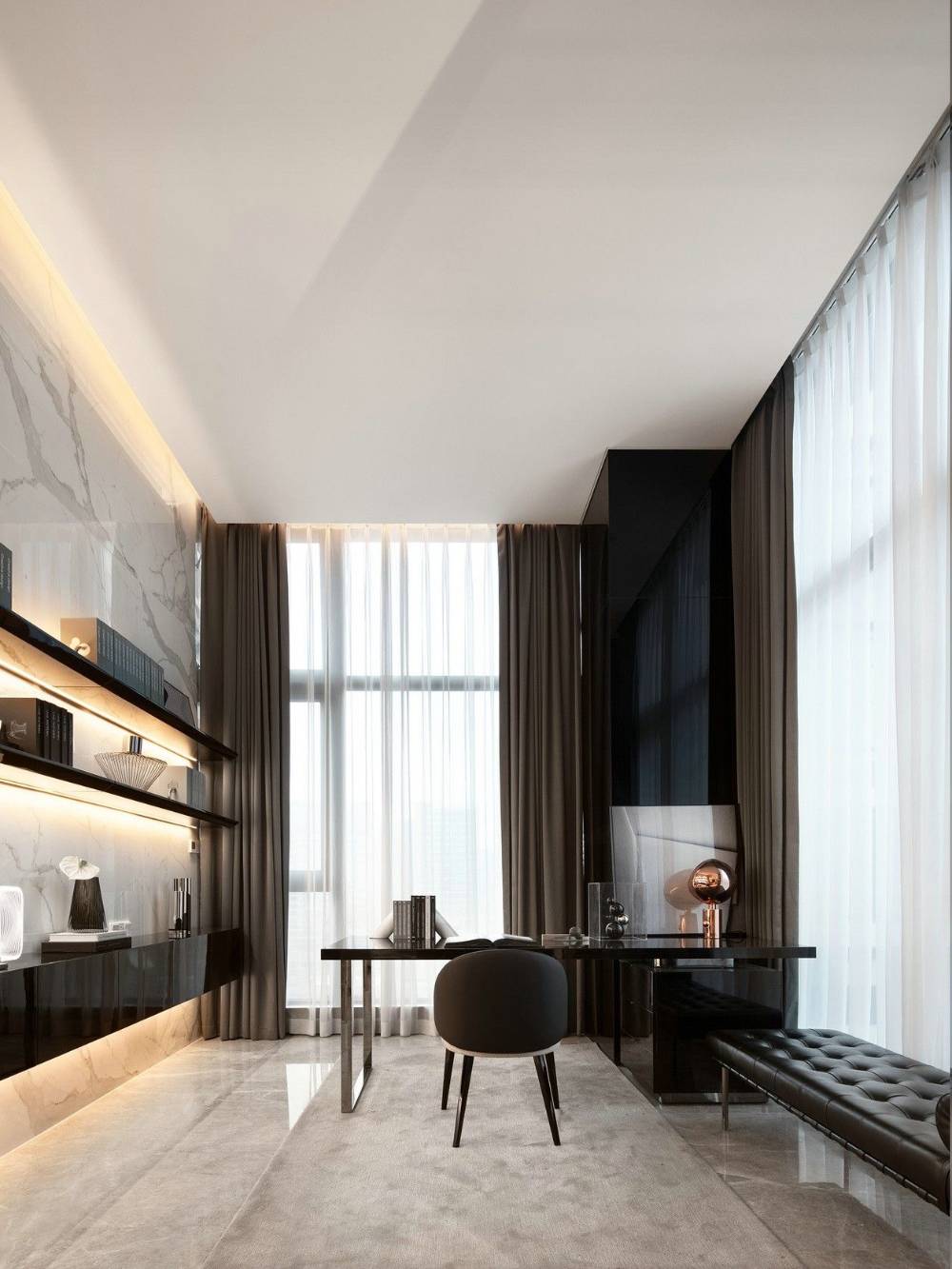 浦东新区绿海家园110平米平轻奢风格三室户装修效果图