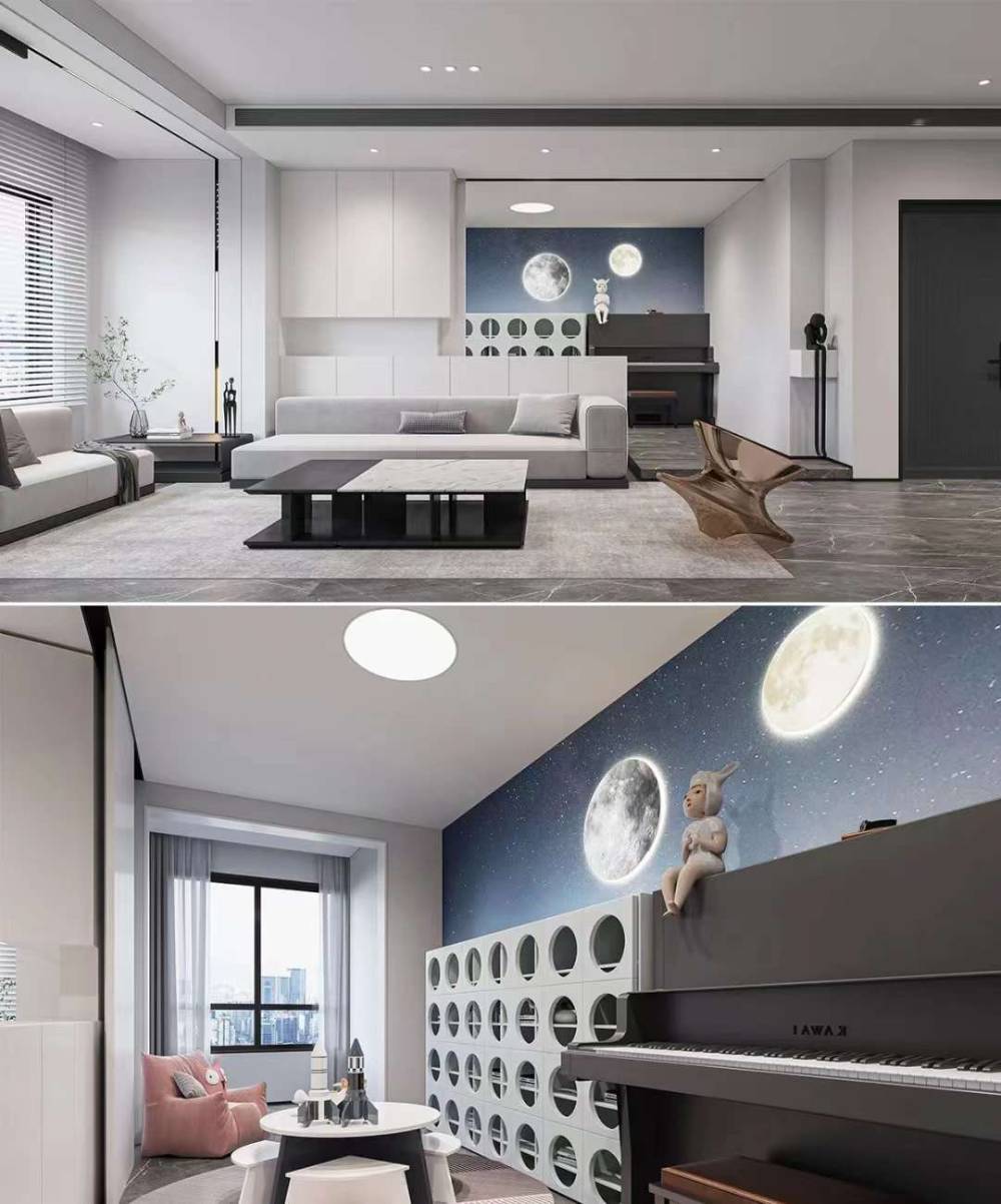 杨浦区大运盛城98平米平轻奢风格两室户装修效果图