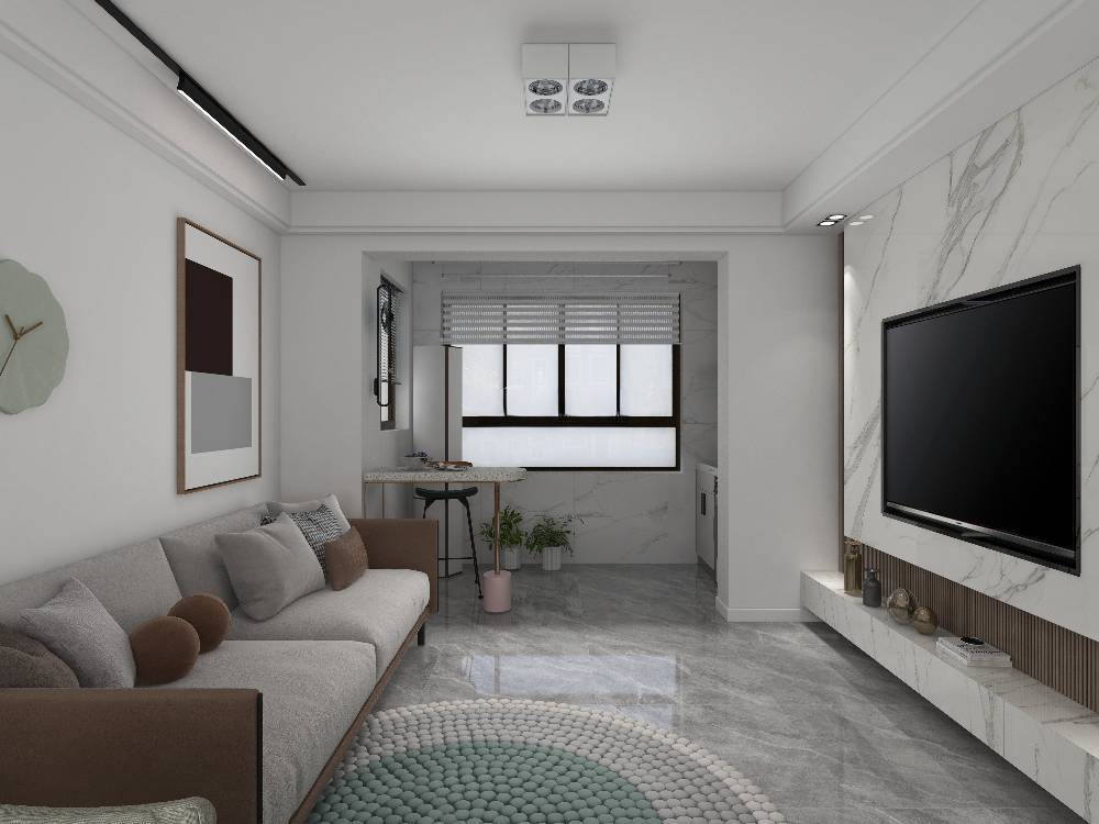 松江区盛都公寓92平米平现代简约风格三室户装修效果图