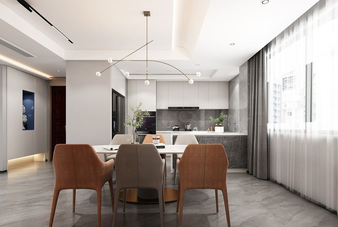 宝山区中环国际公寓148平现代简约风格三室户装修效果图