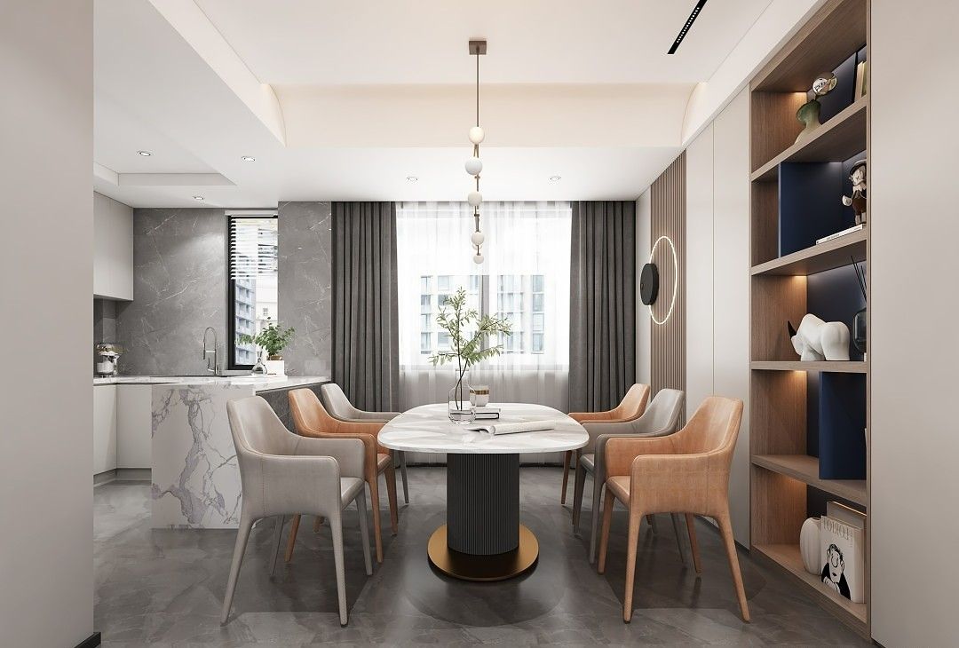 宝山区中环国际公寓148平现代简约风格三室户装修效果图