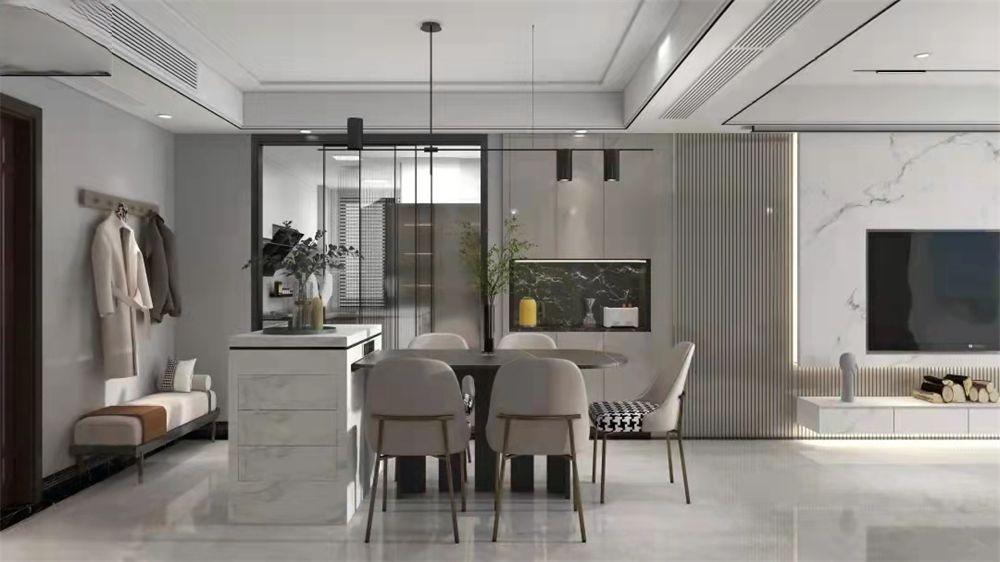 奉贤区海湾新家园110平米平现代简约风格三室户装修效果图