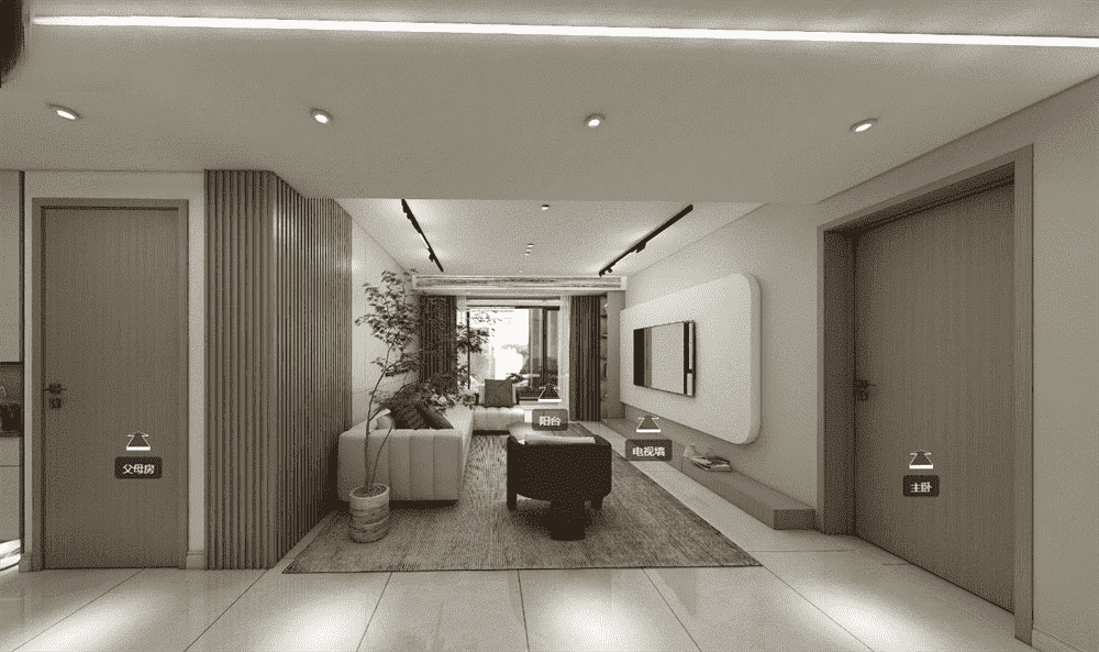 宝山区中环一号120平米平现代简约风格三室户装修效果图