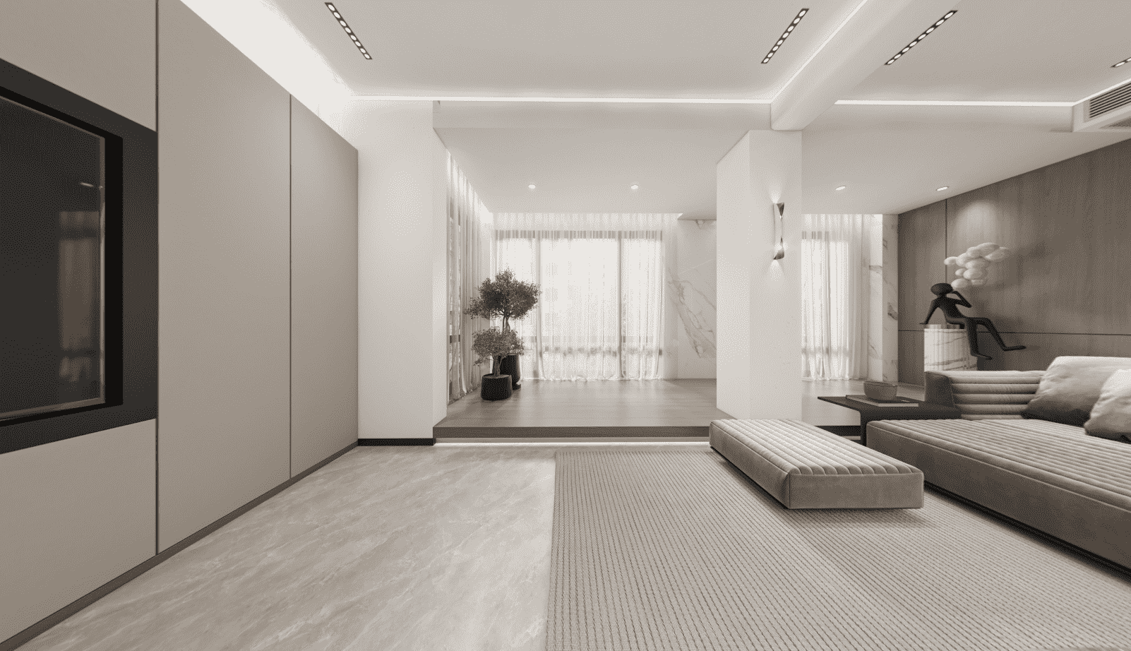 青浦区海上湾然景轩100平米平现代简约风格两室户装修效果图