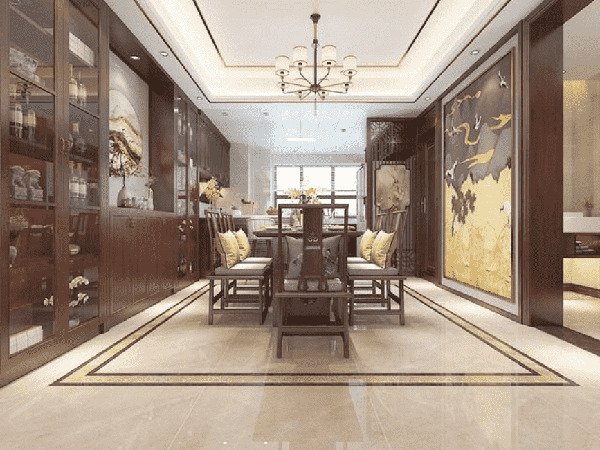 浦东新区珠光苑127平米平中式风格三室户装修效果图