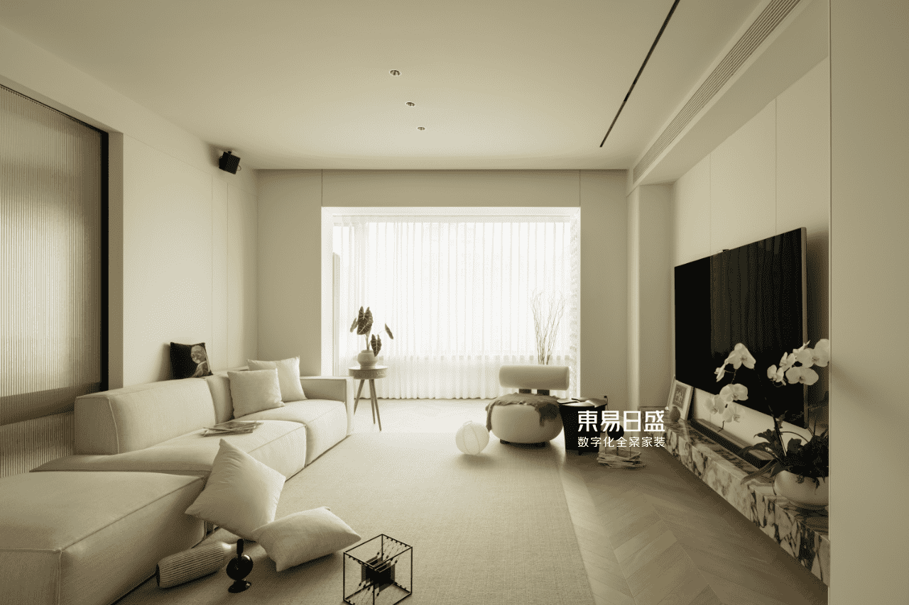 浦东绿地东上海137平现代简约风格三室户装修效果图