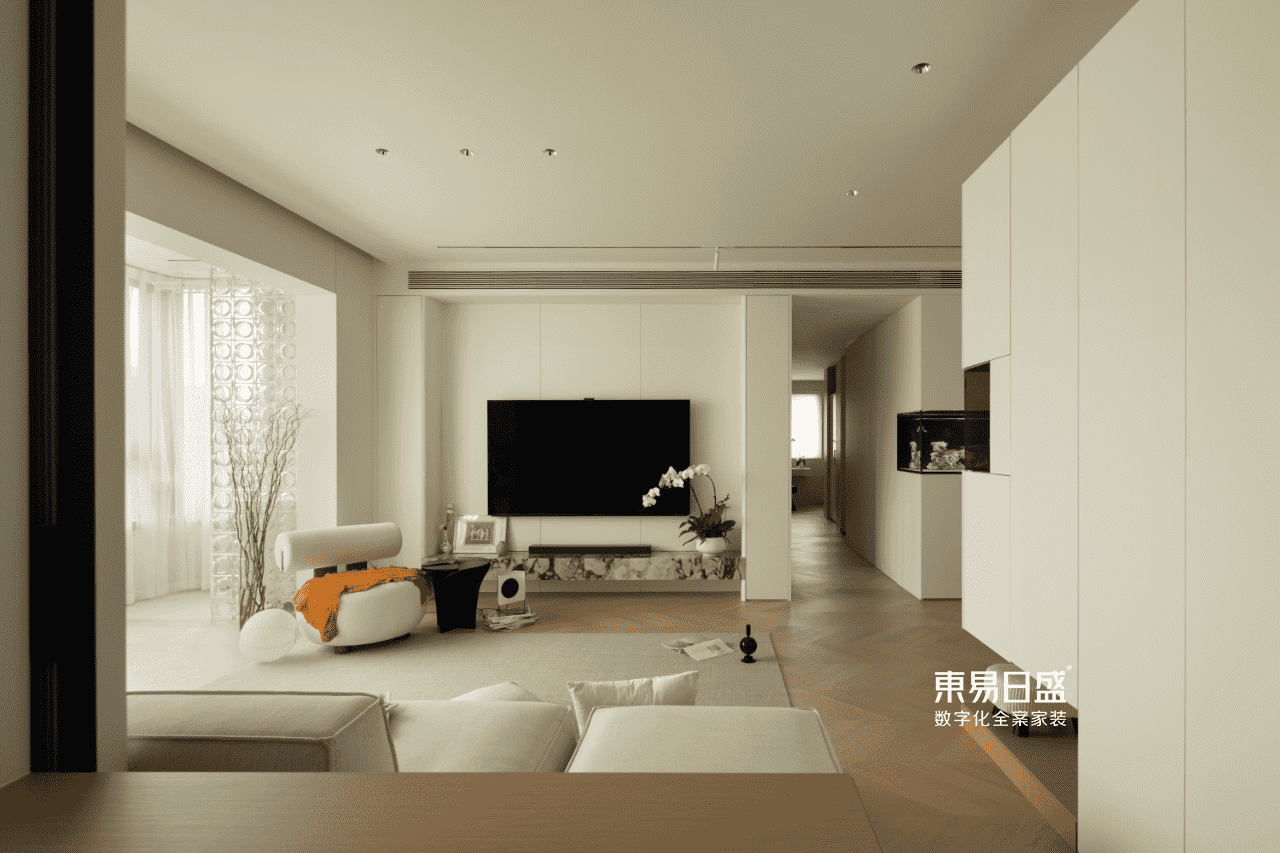 浦东绿地东上海137平现代简约风格三室户装修效果图