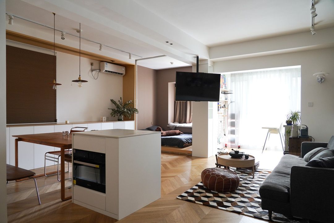 静安区北美公寓97平现代简约风格两室户装修效果图