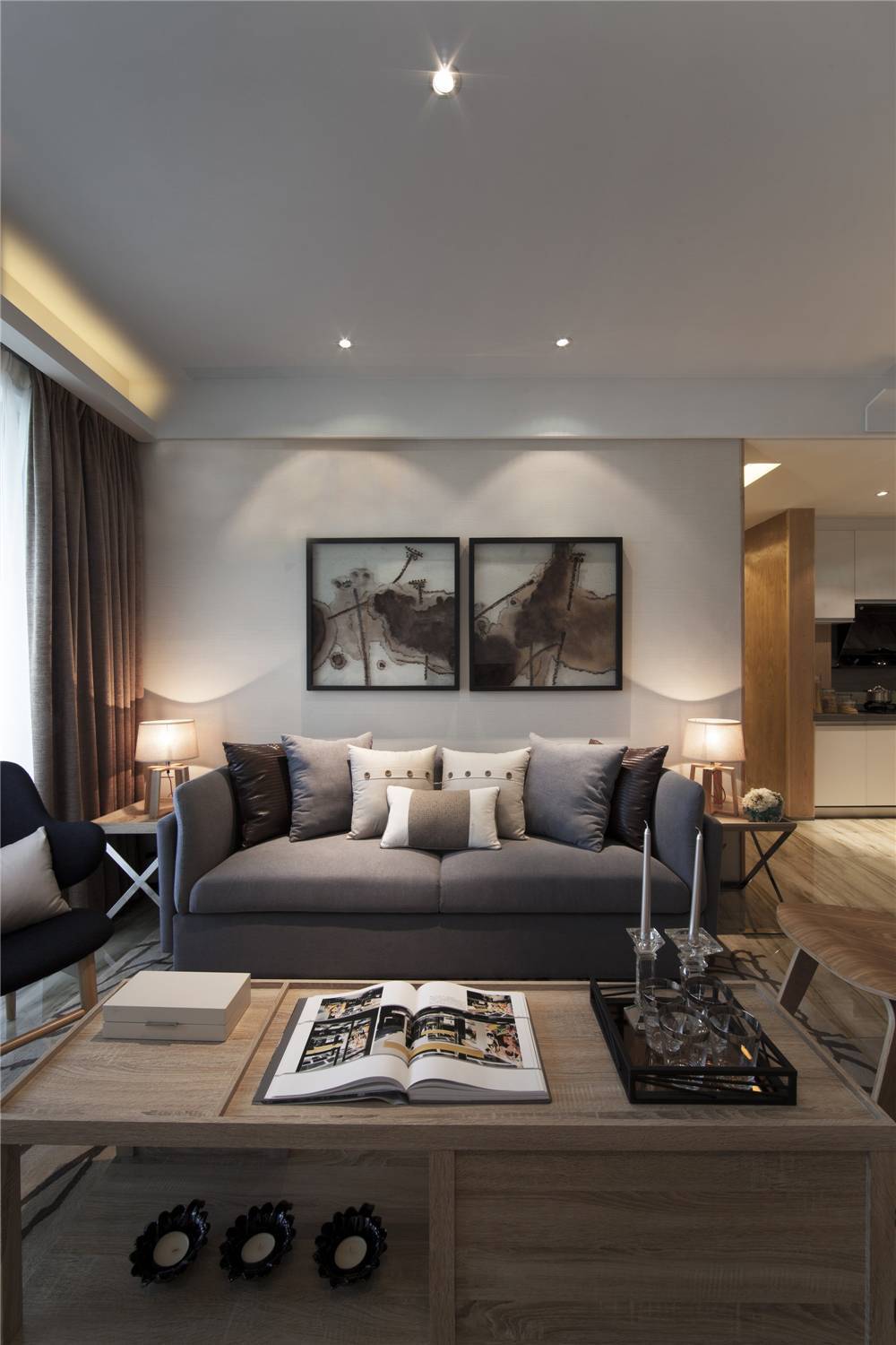 徐汇区光启公寓120平现代简约风格三室户装修效果图