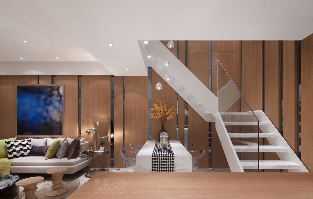浦东新区星颂家园86平米平轻奢风格复式装修效果图