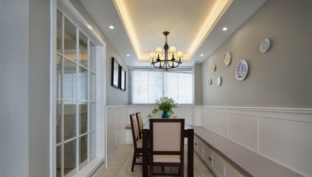 普陀区中海紫御豪庭140平美式风格三室户装修效果图