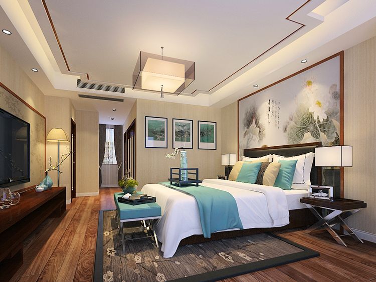 浦东绿地东上海120平中式风格三室户装修效果图