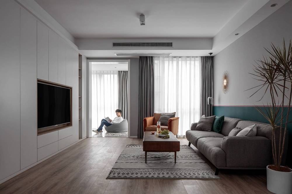 徐汇区科华公寓130平北欧风格三室户装修效果图