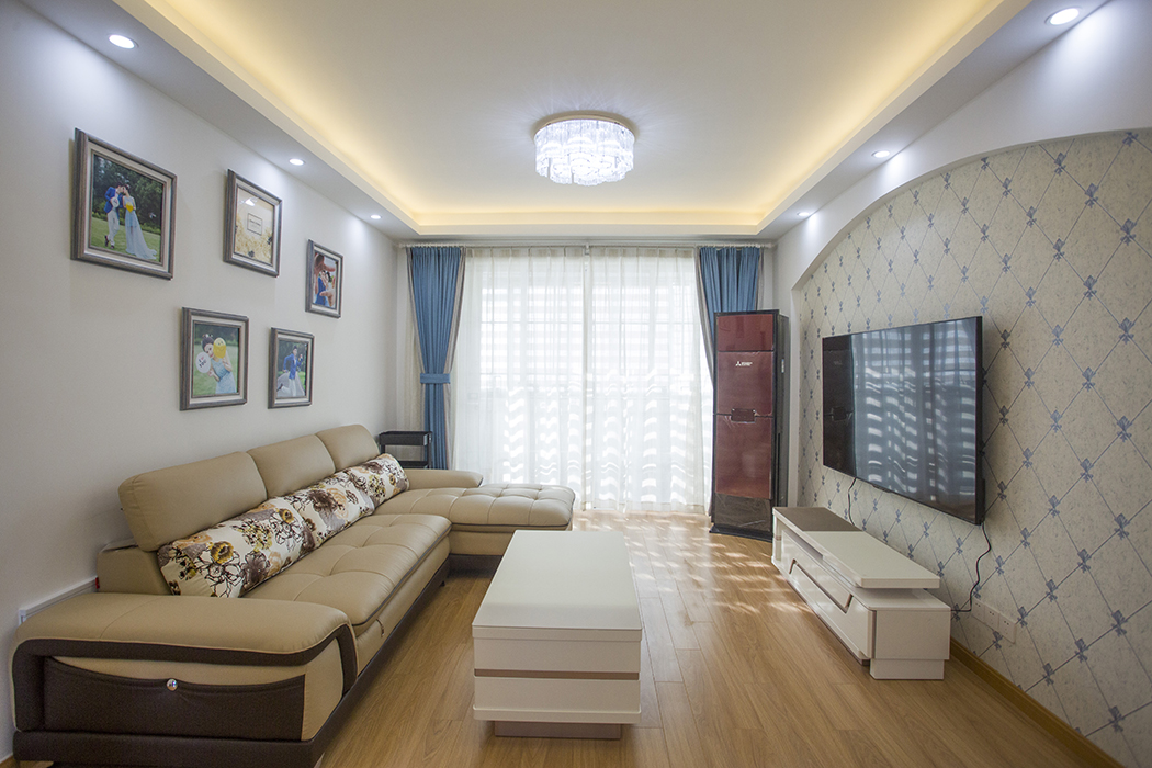 杨浦区幸福公寓88平简欧风格两室一厅装修效果图
