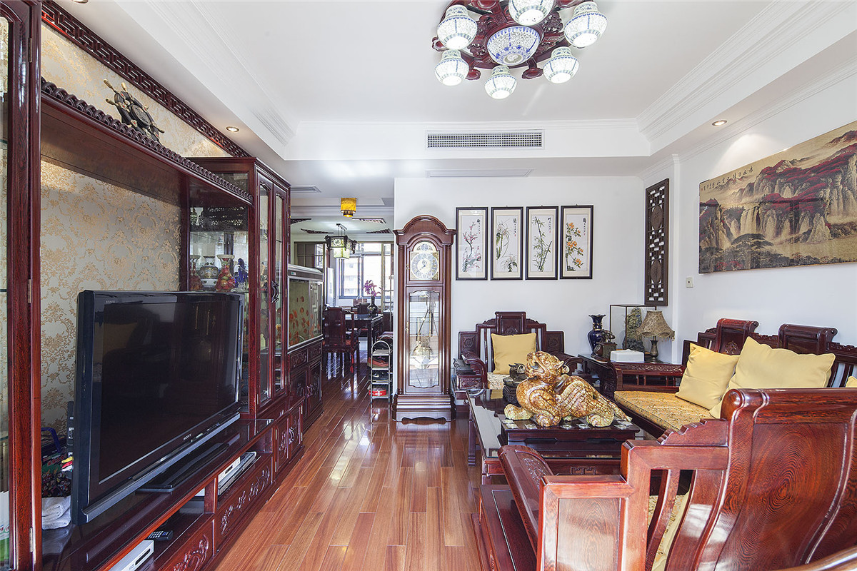 普陀区上海家园92平中式风格两室两厅装修效果图