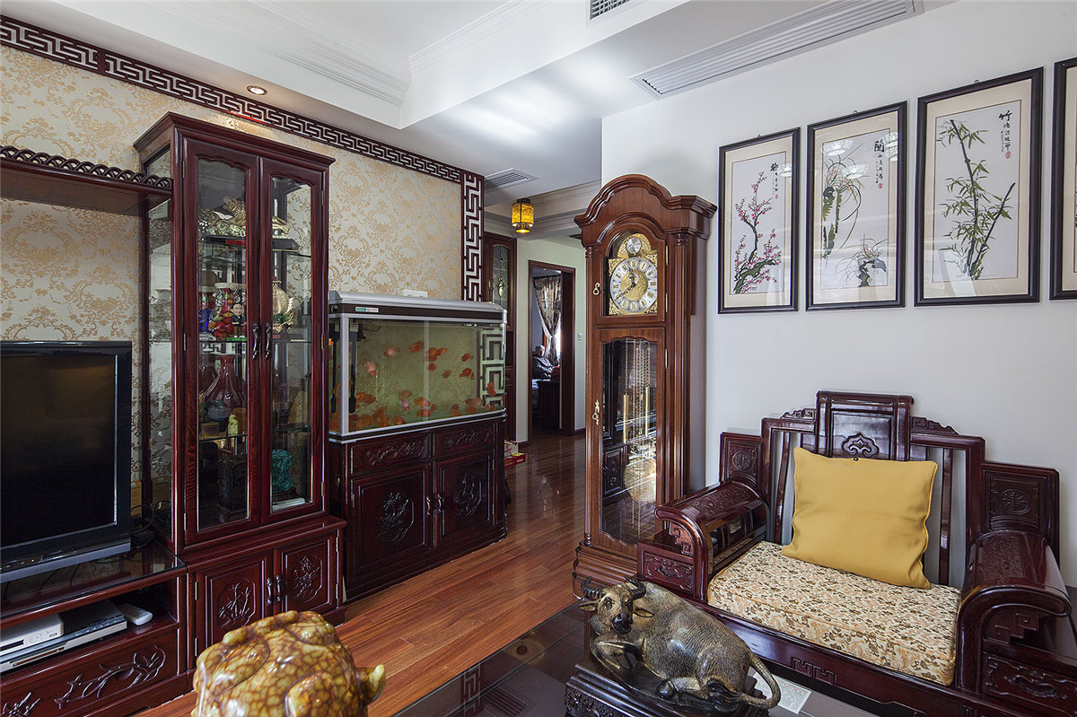普陀區上海家園92平中式風格兩室兩廳裝修效果圖