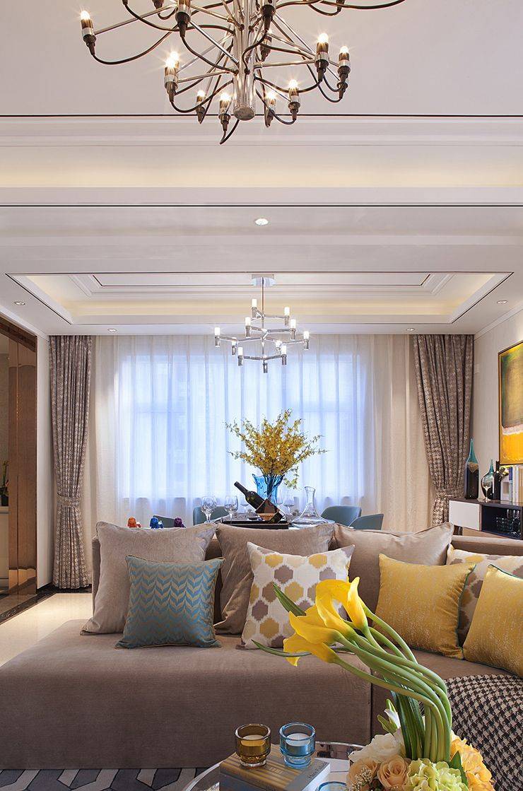 宝山区保利叶上海135平美式风格三室户装修效果图