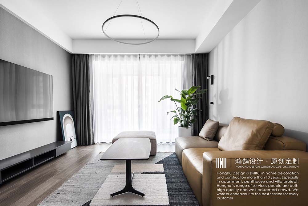 杨浦区新江湾中凯城市之光108平现代简约风格三室户装修效果图